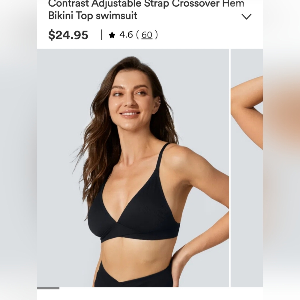 Halara Black Ribbed Bralette